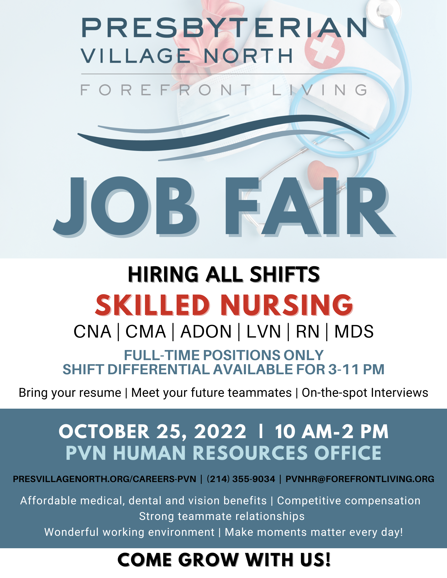 Skilled Nursing Job Fair October 25, 2022 Presbyterian Village North