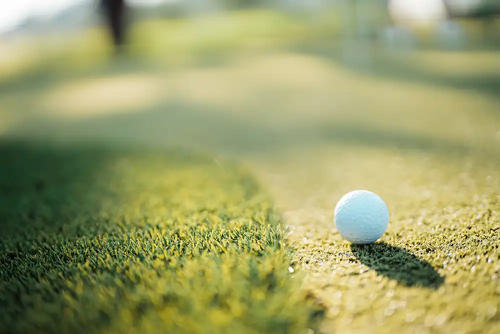 A golf ball on putting green