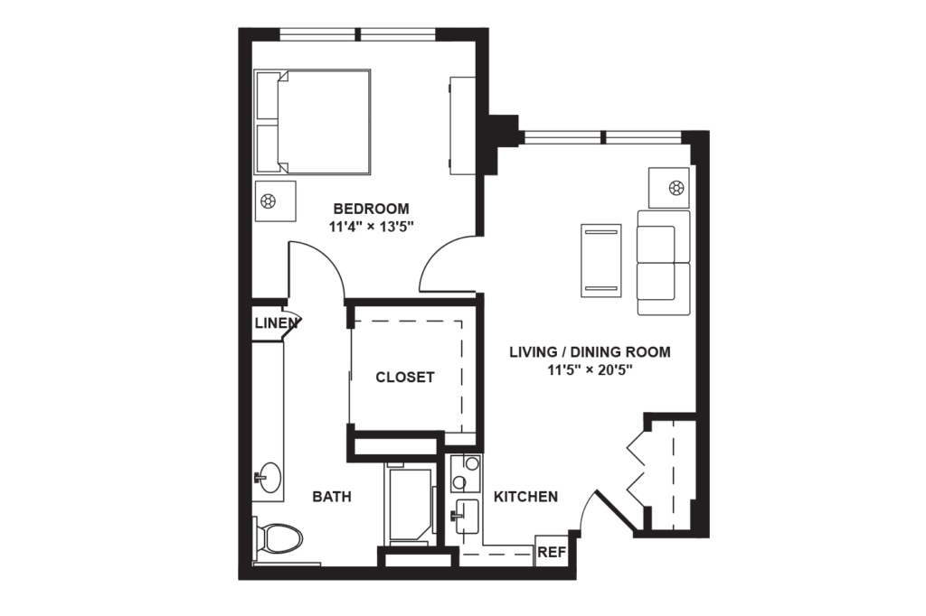 Joyce Hall 1 Bedroom Floor Plan