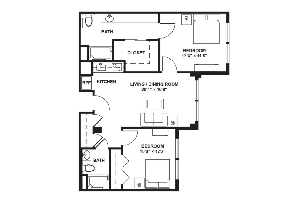 Joyce Hall 2 Bed Floor Plan