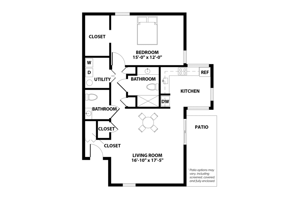 1 Bed Patio Floor Plan