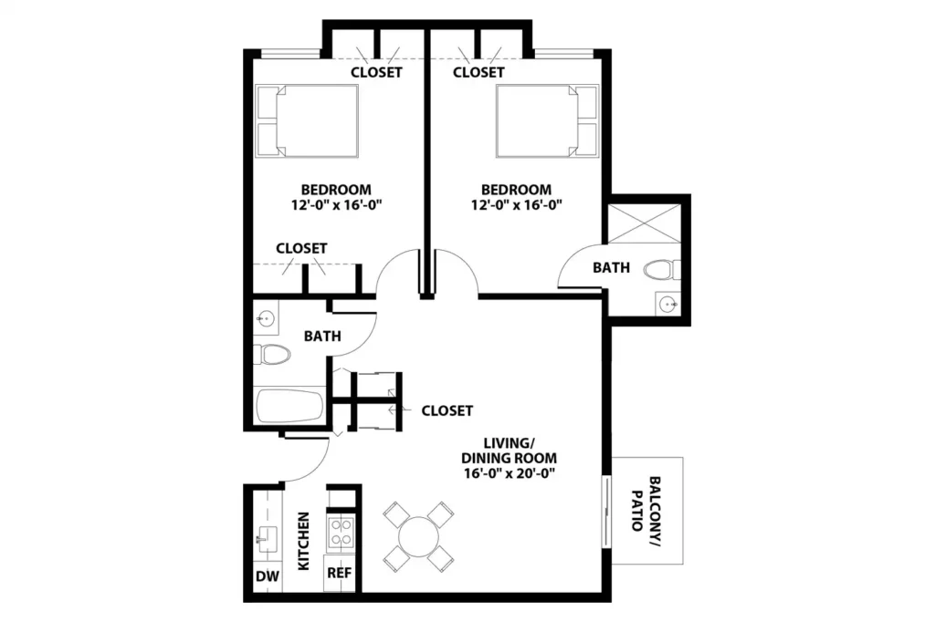 2 Bedroom, 2 Bathroom
