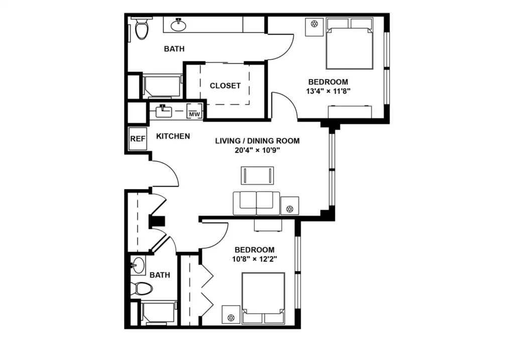 2 Bedroom, 2 Bath