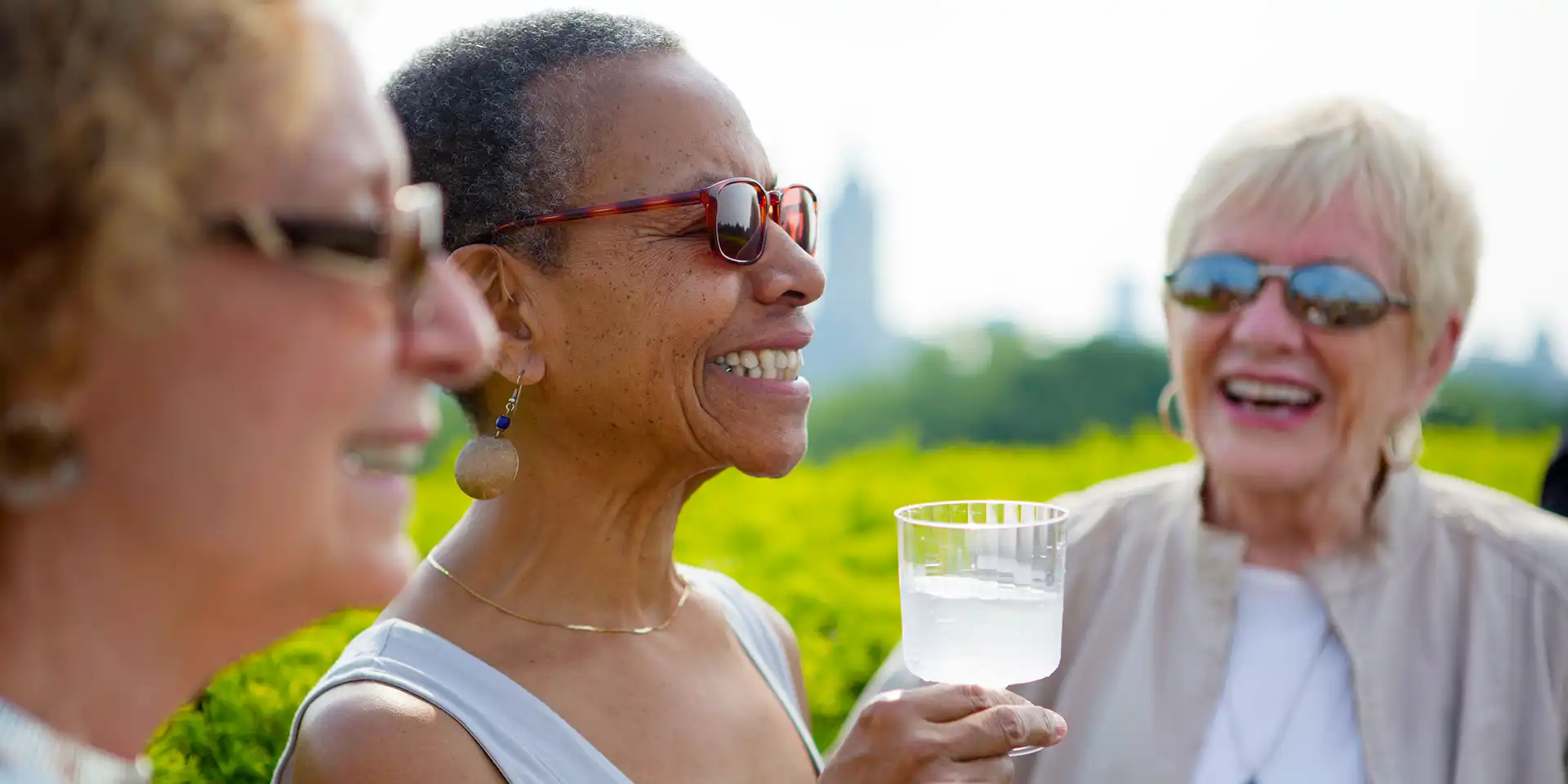 retired friends enjoying time outside