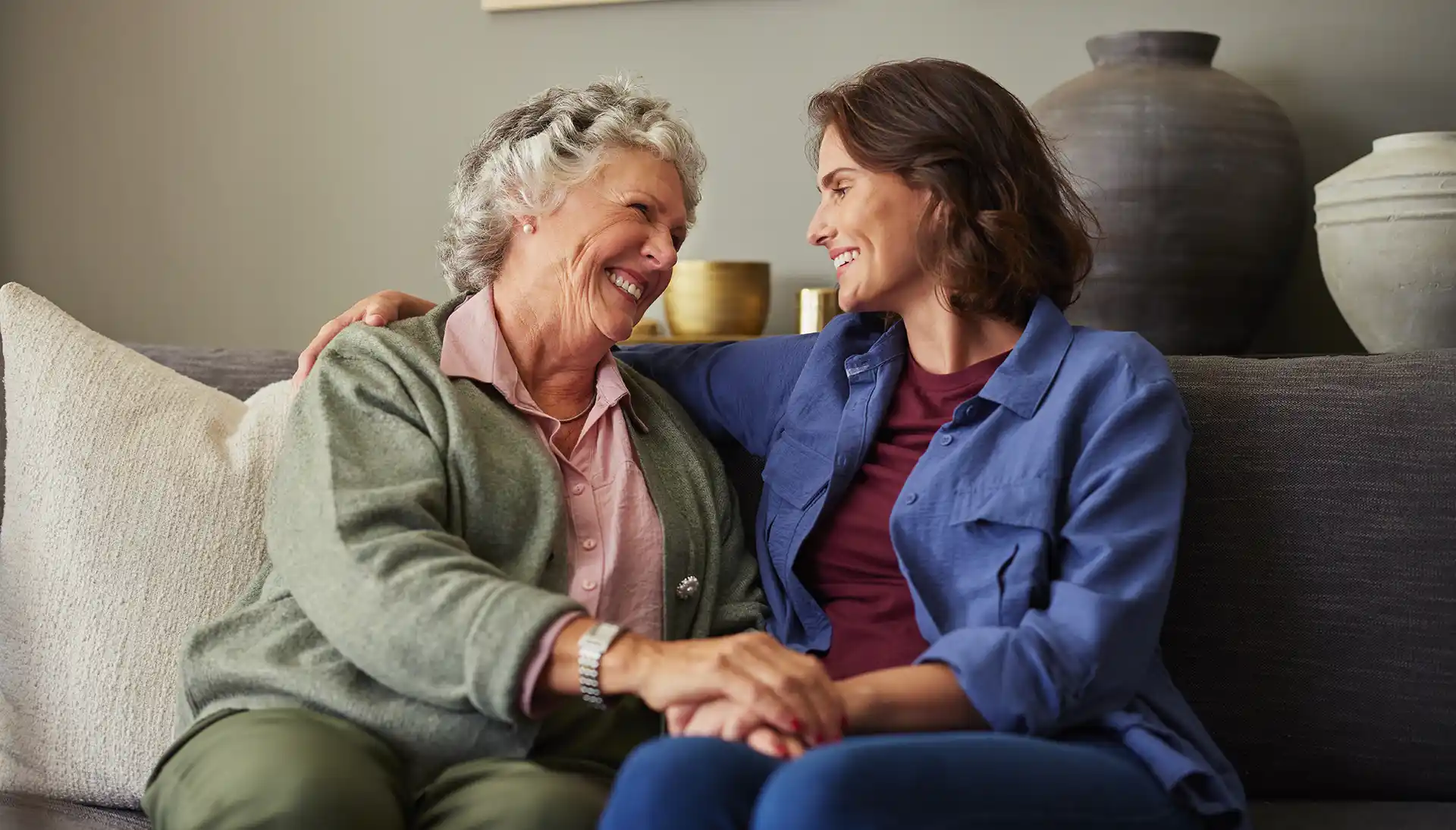 Mother with adult daughter having a conversation