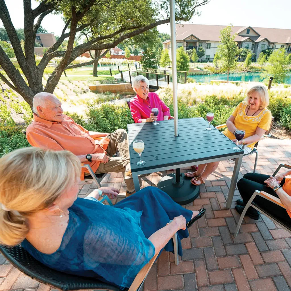 PVN residents enjoying time on the patio