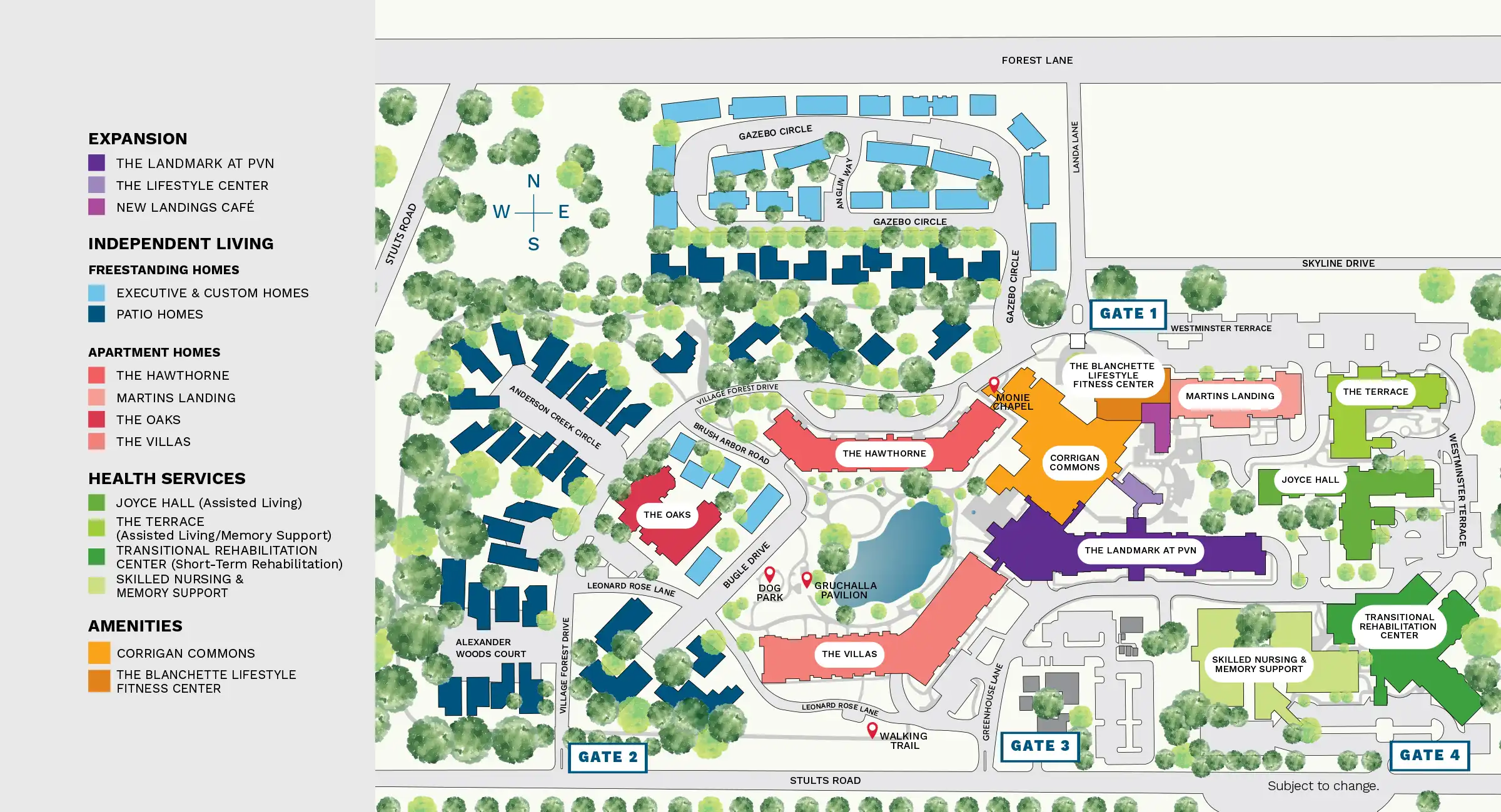 Presbyterian Village North Campus Map