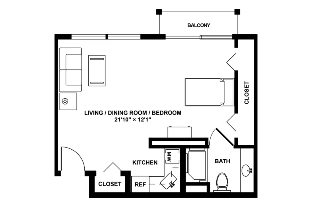 Studio w/ Balcony