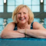 Presbyterian Village North resident enjoying time in the pool